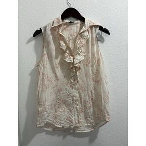 LRL Lauren Jeans Co Ralph Lauren Floral Knit Sleeveless Top Womens Medium
